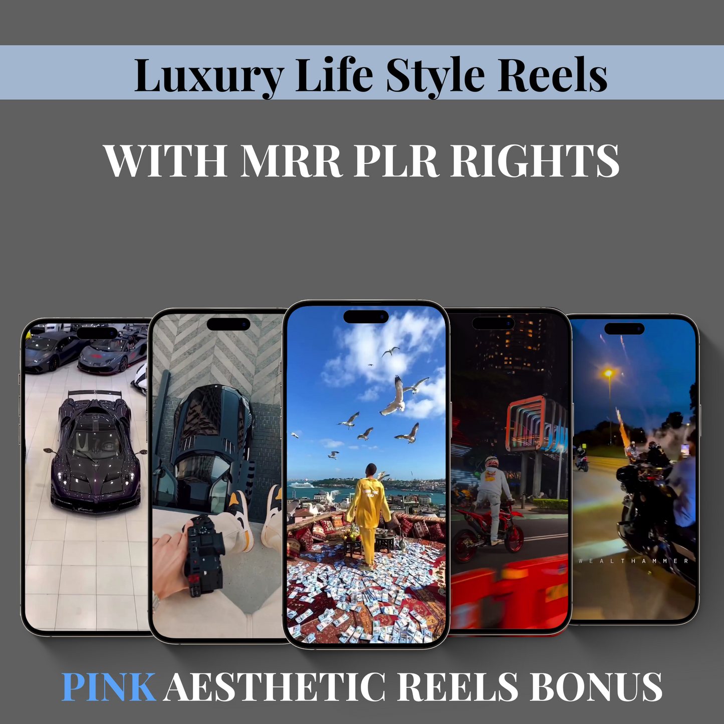 30.000+ Viral Luxury Rich Lifestyle Videos Reels | MRR & PLR |