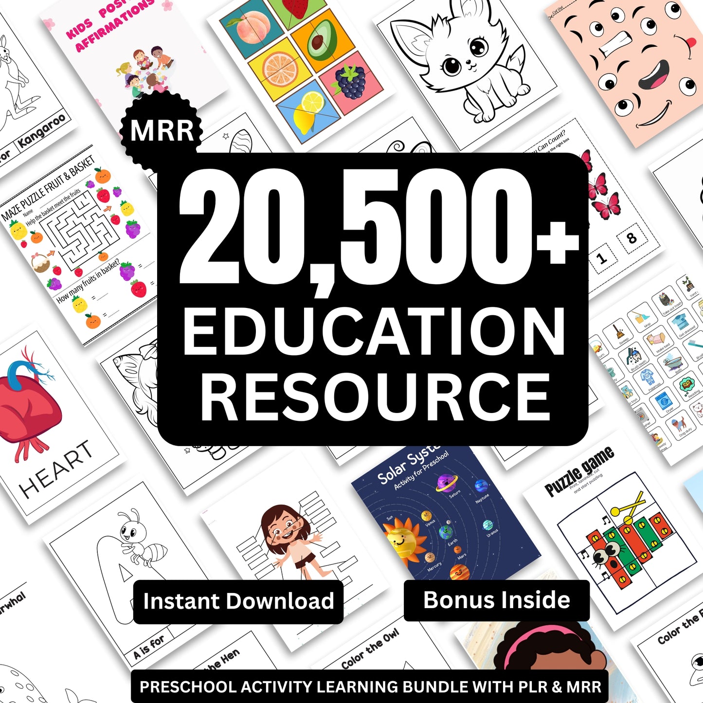 Done-for-You 20,500+ Educational Kids Resources Bundle | PLR & MRR Included |