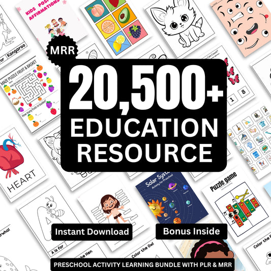 Done-for-You 20,500+ Educational Kids Resources Bundle | PLR & MRR Included |