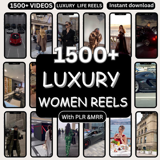 1500+ Luxury Rich Woman Reels for Instagram, Faceless Digital Marketing Videos Cars , Plane, TikTok, Instagram, Digital Marketing, MRR, PLR