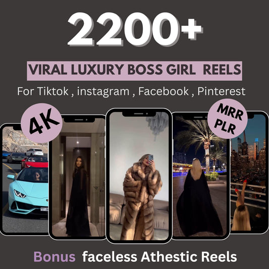 2200+ Luxury Aesthetic Boss Girl Reels Bundle, Faceless Marketing, Digital Marketing, Master Resell Rights, PLR Digital Products, PLR MRR